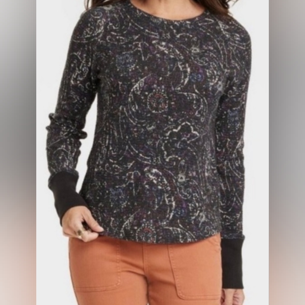 NWT Knox Rose Waffle Print Thermal Top Size M